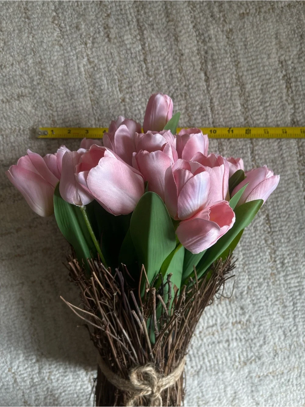 Pink Tulip Bouquet in Rustic Twig Arrangement